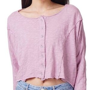 Urban Outfitters Lilac Button-Front Cropped Top